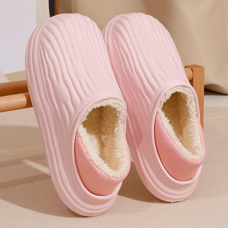 Indoor Thick Soled Anti Slip Waterproof Velvet Warm Cotton Slippers In Autumn And Winter