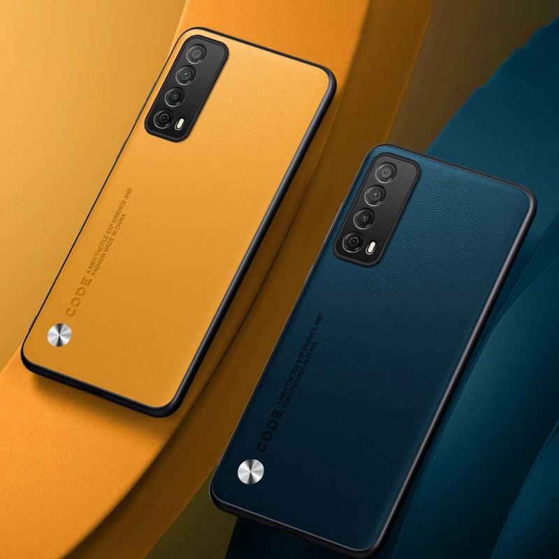 Luxusní pouzdro z PU kůže pro Huawei Y7A P smart 2021 Zadní kryt Matný silikon Plná ochrana fotoaparátu Nárazuvzdorné pouzdro na telefon Coque