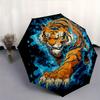 1pc Blue Flame Tiger Pattern Automatic Umbrella Is Fashionable and Good-Looking,  Suitable for Travel and Daily UseC012
