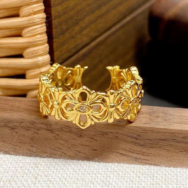 [Jinyun Flower] Medieval Vintage Iris Zir*****Pen Ring Niche High-End Sense Stacked Ring