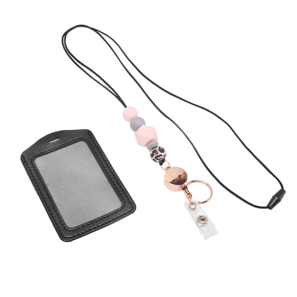 Silicone Retractable Bded Lanyard with Transparent ID Holder Multi Purpose Badge Holder for Students Worker