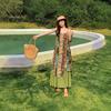 Bohemian sweet flower print suspender dress women's Yunnan Dali vacation ethnic style dress super fairy summer