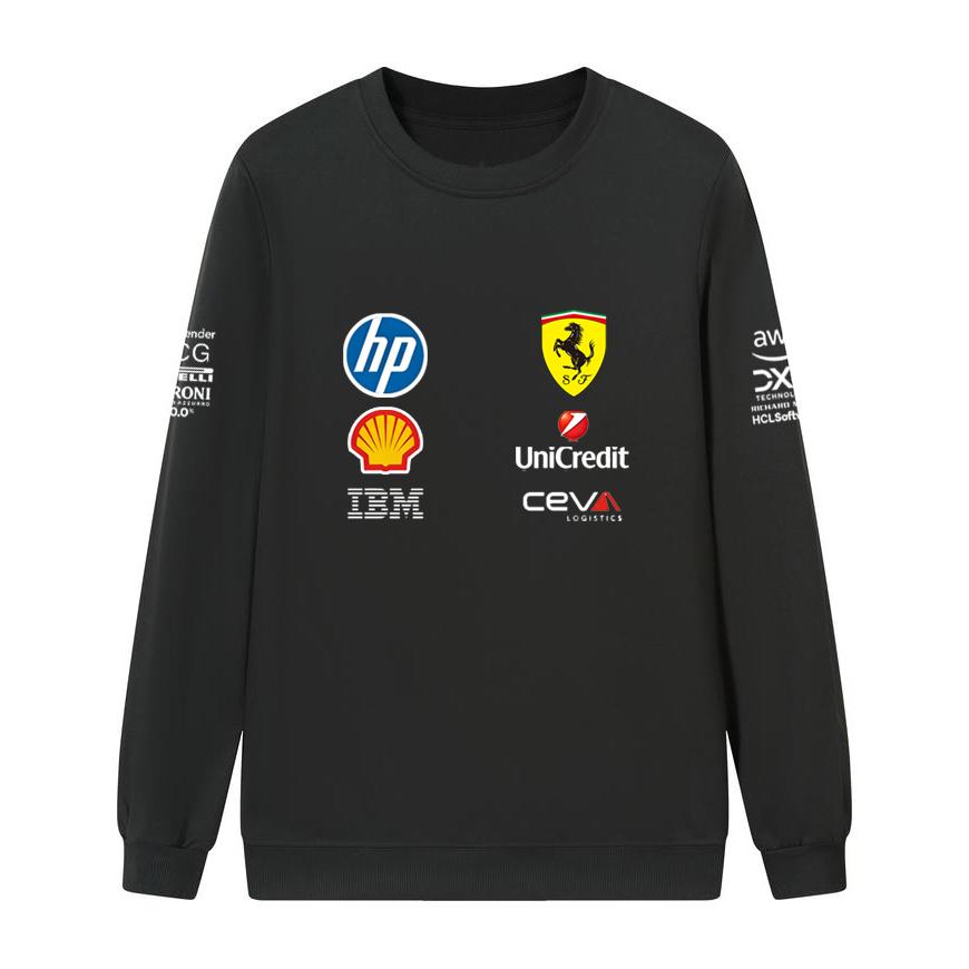 Unisex Damen Herren Frühling und Herbst F1 Ferrari Racing Print Rundhals Sweatshirt Lässig Locker Langarm Pullover Sport Streetwear