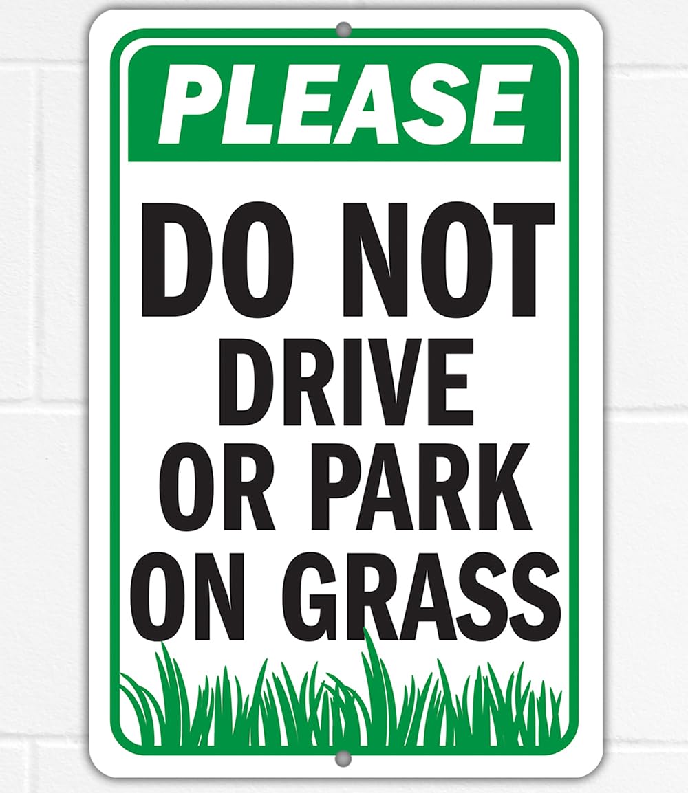 Металлическая табличка Пожалуйста, не ездите и не паркуйтесь на траве Пожалуйста, не паркуйтесь на траве Не заезжать Стоянка запрещена Держаться подальше Табличка Использовать I 20x30cm