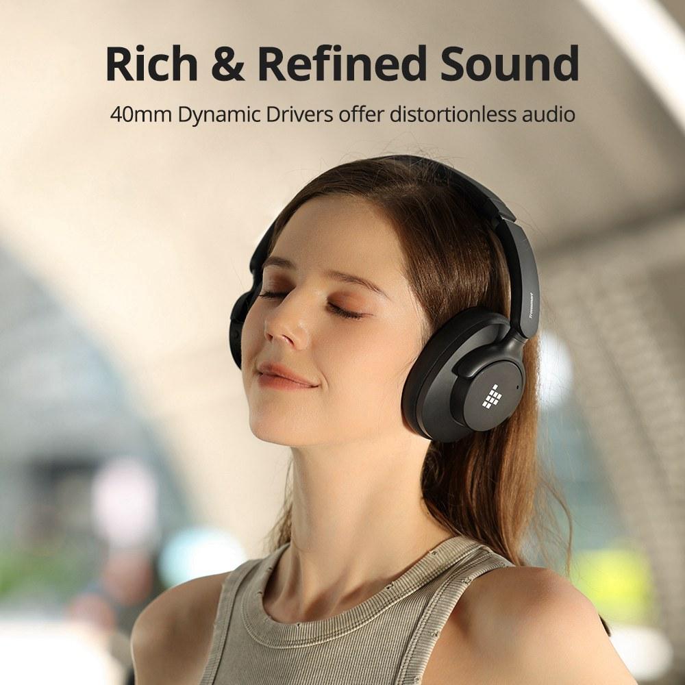 Tronsmart Sounfii Q20S ANC Headphones, Hybrid Noise Cancellation 40dB, 60H Playtime, Hi-Res Audio, Bluetooth 5.3, APP Control, Dual Device Pairing