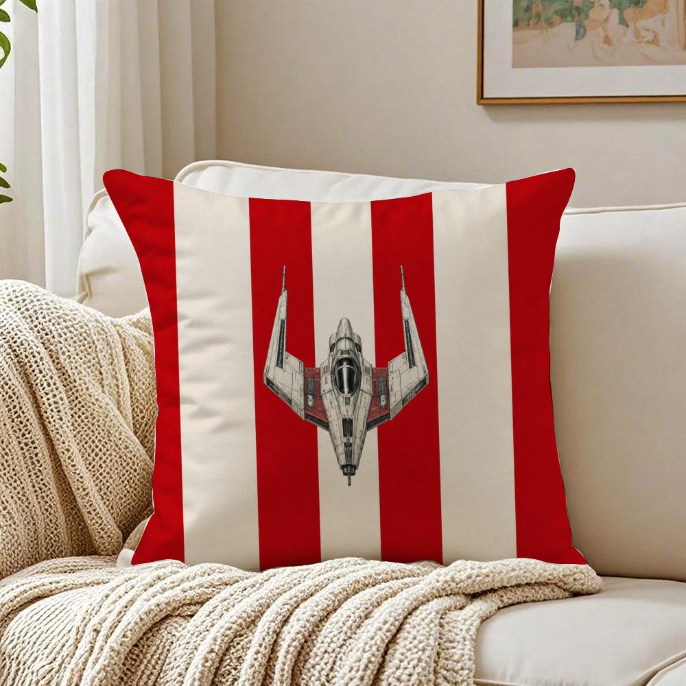 Star Plane Fighter Beige Linen Cushion Cover Organic Short Plush Cushion Covers Machine Washable Wrinkle-Resistant Soft Durable