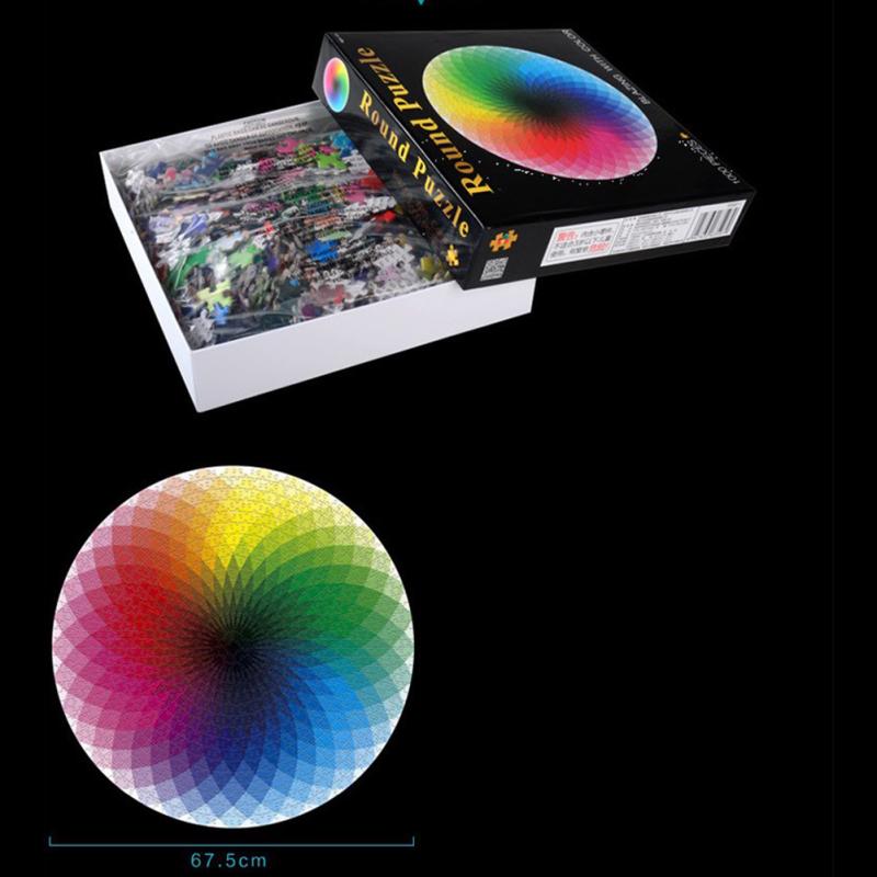 1000 pcs/set Colorful Rainbow Round Geometrical Photo Puzzle Adult Kids DIY Educational Reduce