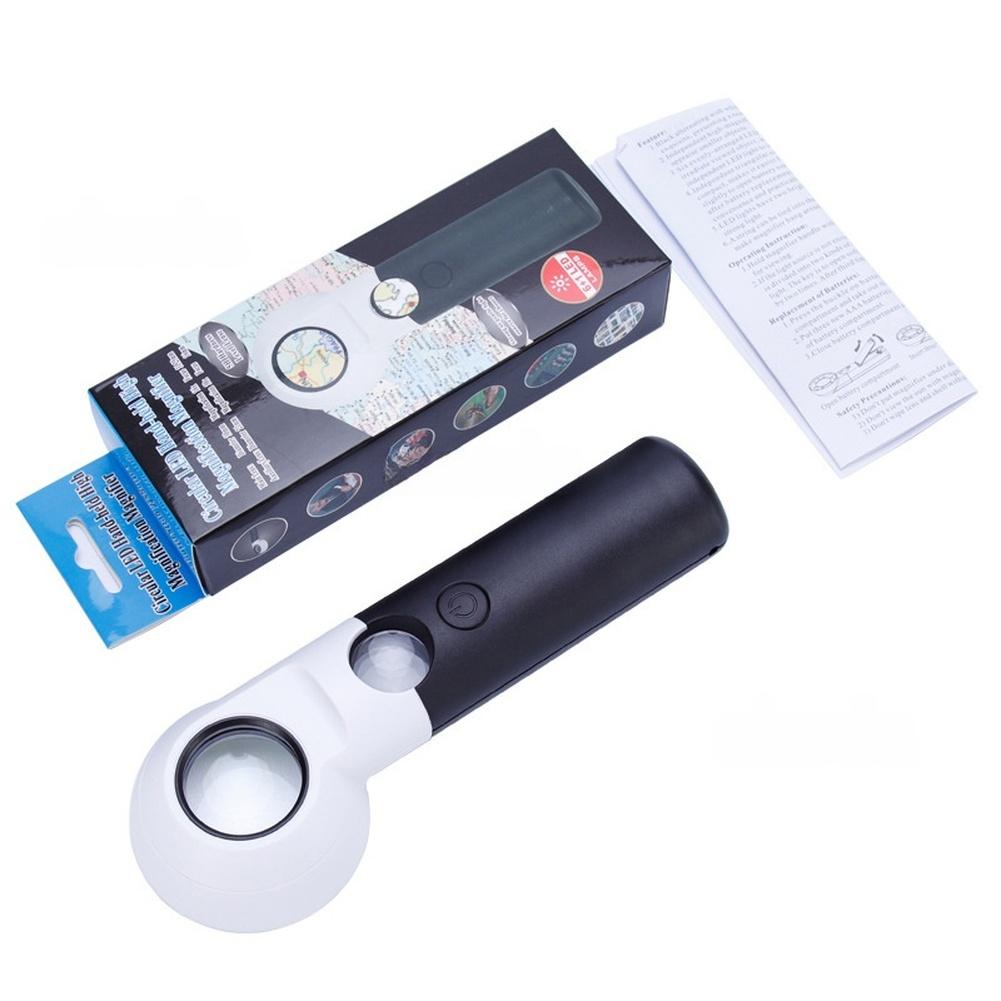 Handgehaltene LED-Lupe 16x 30x Doppelschichtige Optische Linse Einstellbare Beleuchtung für Schmuck Münzen und Lesen