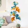 Colorful Ginkgo Leaves with Gold Foil Wall Sticker Self-Adhesive Removable for Living Room Bedroom Home Decor