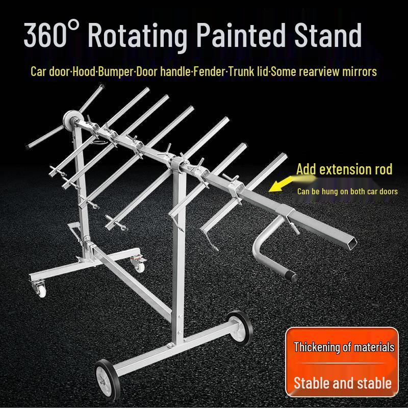 Car Spray Paint Stand: Multi-Functional Rotating Rack for Spray Booth, Tools, Bumpers, and Sheet Metal - Gold Finish