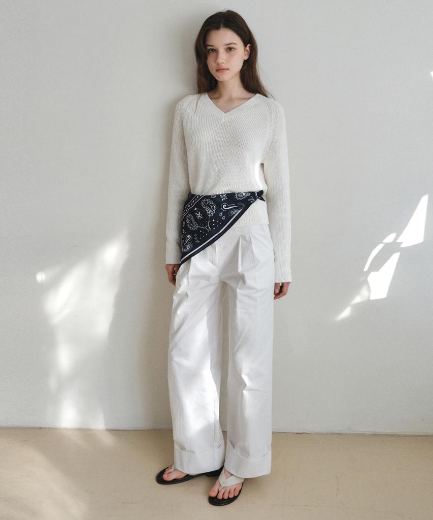 Wednesday Oasis For Woman W/Herring Roll-Up Wide Cotton Pants_Ivory(W26Pt10)