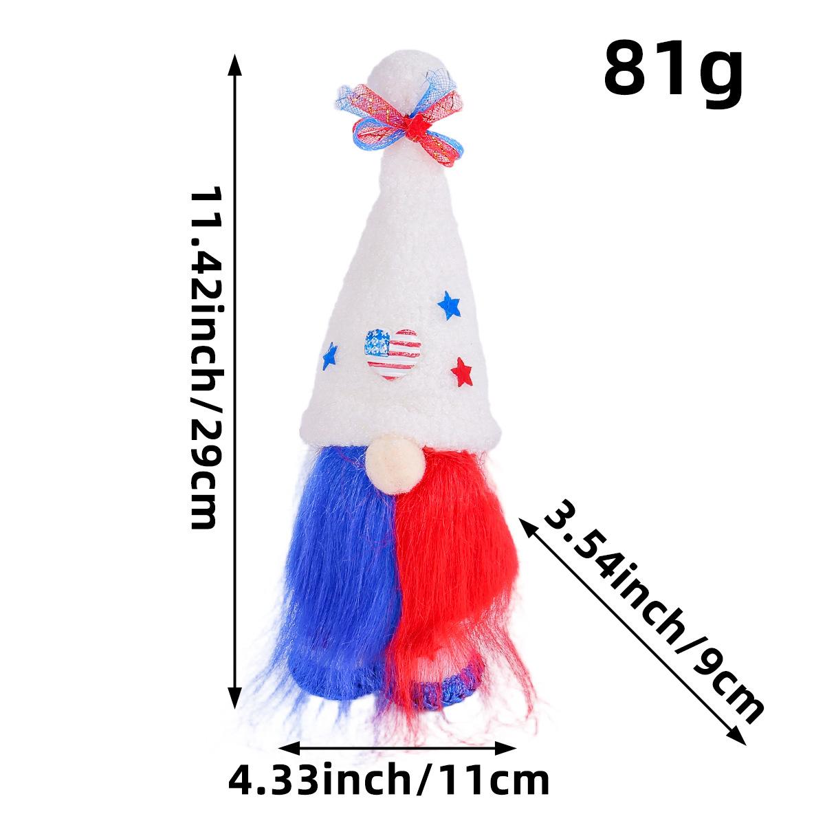 

Шляпа ко Дню независимости Америки, безликая лесная пожилая кукла, креативное украшение для дома C1-8 White Hat [26 * 9 * 11cm]