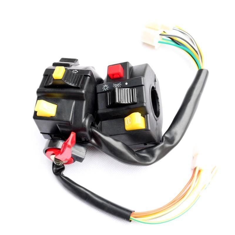 SJ110-E-F Motorcycle Handle Grip with Brake Lever, Horn, Start Button, Light, Turn Signal, and Headlight Switch