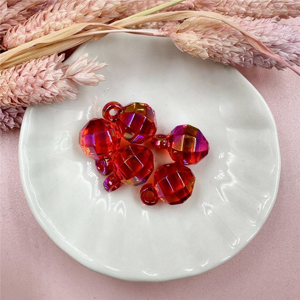 12*17.5mm 5 Stück Bunte Runde Transparente Schmuckzubehör Acrylperlen für DIY Anhänger Perlenfädeln Handgefertigtes Zubehör