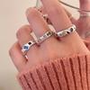 Vintage Unregelmäßige Mattfarbene Zirkon Herzringe für Damen Süß Natürlicher Stein Opal Kristall Verstellbare Ringe Punk Schmuck Geschenk