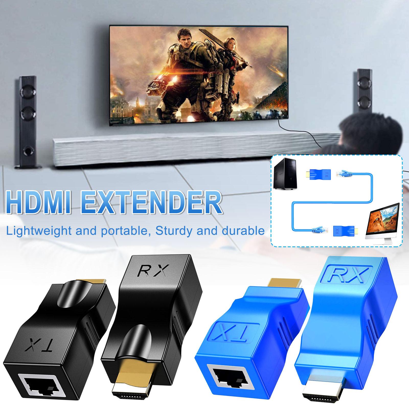 

HDMI в мережу Cat5e/6 RJ45 Перетворювач HDMI-ретранслятора 4K HDMI 1,4 В HDMI Extender Full HD 1080P 30M із вбудованою схемою захисту від грому One Size чорний