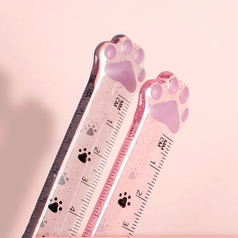 1pcs Cute Kitten Cat Claw Ruler Stationery Fun Drawing Gift Office School Measurement Drawing Ruler