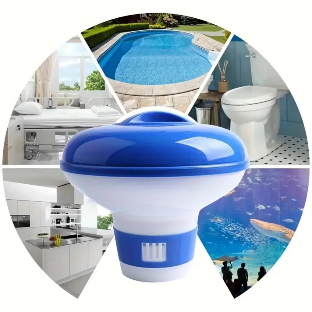 Floating Pool Chemical Dispenser for Chlorine Tablets Adjustable Flow Control for Swimming Pools Hot Tubs Spas Water Treatment Cleaning Supplies