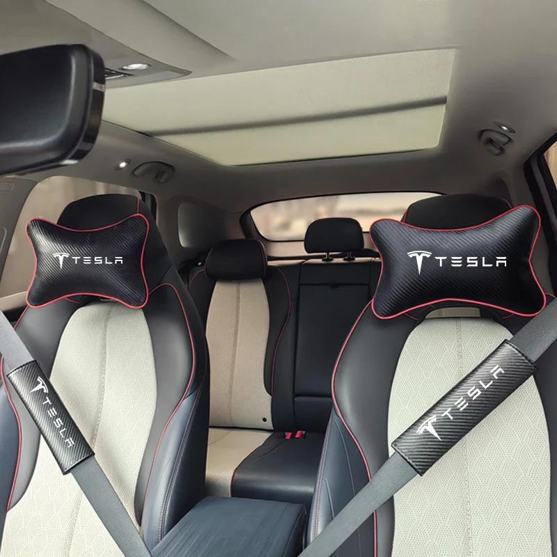 Adesivo per Auto Tesla Nuova Auto Cintura di Sicurezza Protezione Spallacci Colonna Cervicale Poggiatesta Cuscino per Collo Per Tesla Model 3 Model S X Model