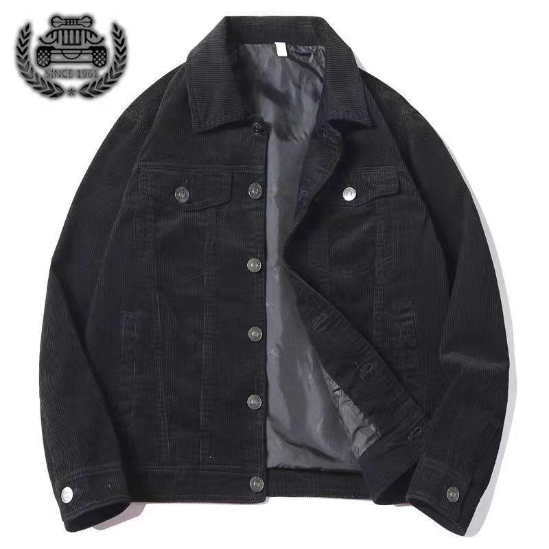 Men's Retro Corduroy Lapel Jacket - Spring/Autumn Casual Workwear, Loose Fit Pure Cotton