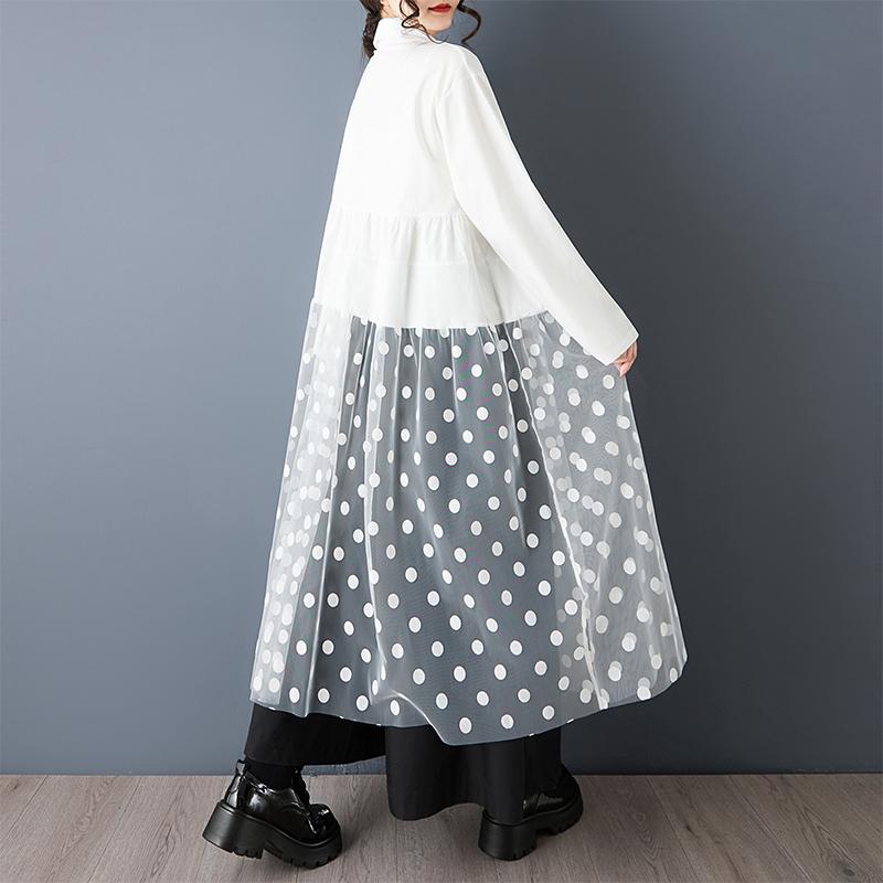 Long Plus Cotton Sleeve Size Mesh Vintage New In Dresses For Women Casual Loose Spring Summer Autumn Shirt Dress