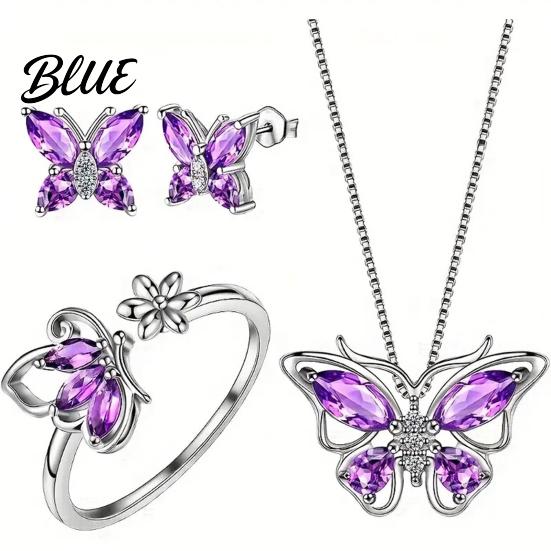 Butterfly Necklace Earring Set 1 Jewelry Sparkling Rhinestones Inlaid Pendant