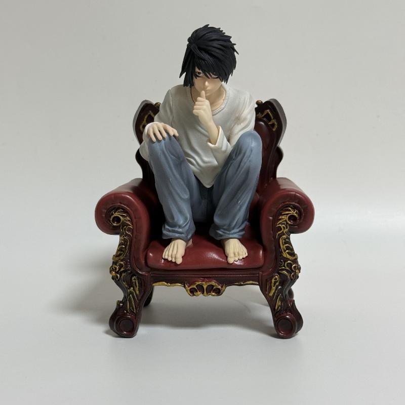 17cm Death Note L. Lawliet Squatting Sofa Figurine Model Toy Doll Room Decoration Collection Car Ornament Kids Birthday Gift