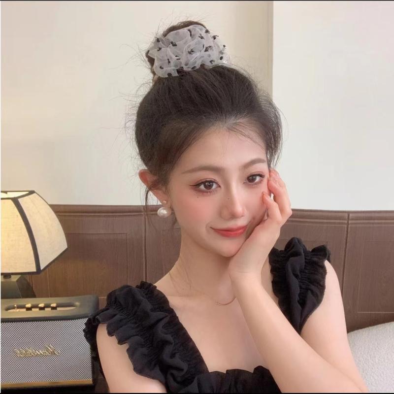 Elegant Simple Printed Chiffon Pleated Hair Clip For Women Girls  Versatile Fixed Ponytail Clip Hair Accessories Gift