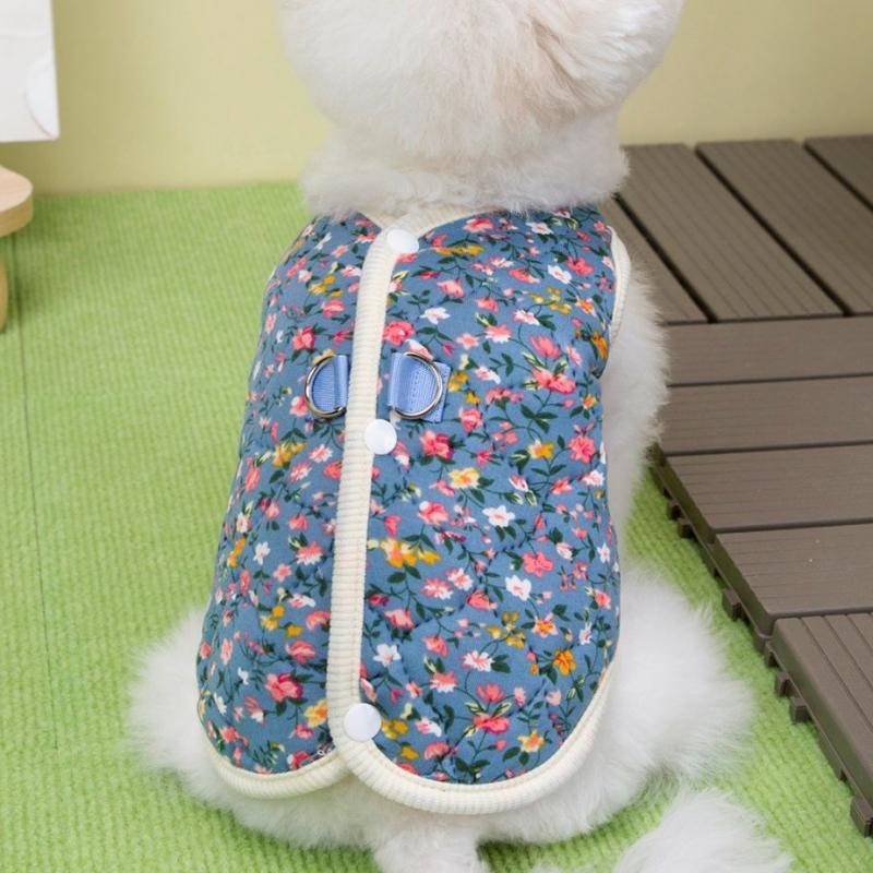 Chihuahua Dachshund Plush Dog Vests Overalls for Dogs Cats Winter Dog Clothes Fashion Floral Puppy Coat Pet Warm Jacket