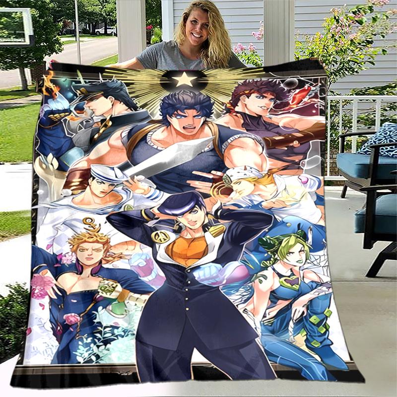 1pc Blanket JoJo's Bizarre Adventure3 Print Design, Lightweight Blanket for Sofa, Bed- Soft &Warm, Gift for All Seasons like Christmas, Halloween