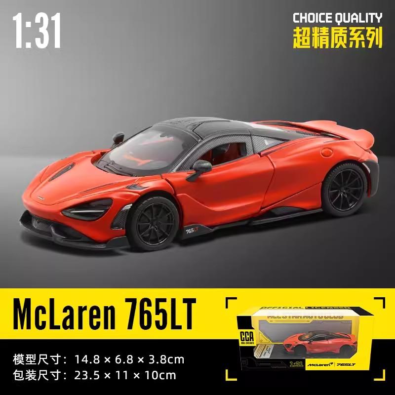 CCA MSZ 1:31 McLaren 765LT alloy car model children's toy car die-casting with sound and light pull back function