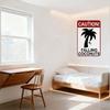 Vorsicht Herabfallende Kokosnüsse Palme Roter Rand Weißer Hintergrund Metallblechschild Vintage Warnschild für Heimbar Man Cave Dekoration