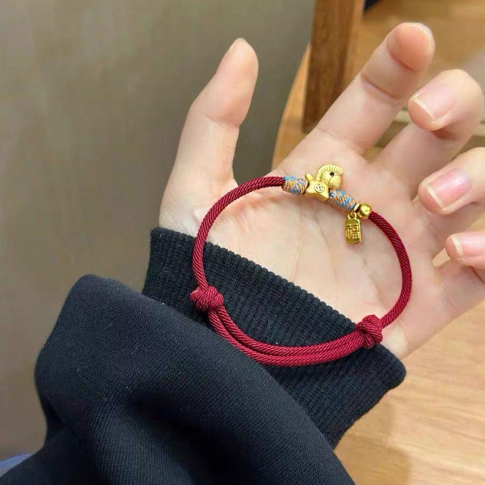 Chinese Style Horse Year Bracelet New Year Hand Rope 2026 2026 Horse Year Lucky Pony Red Rope Zodiac Horse Blessing