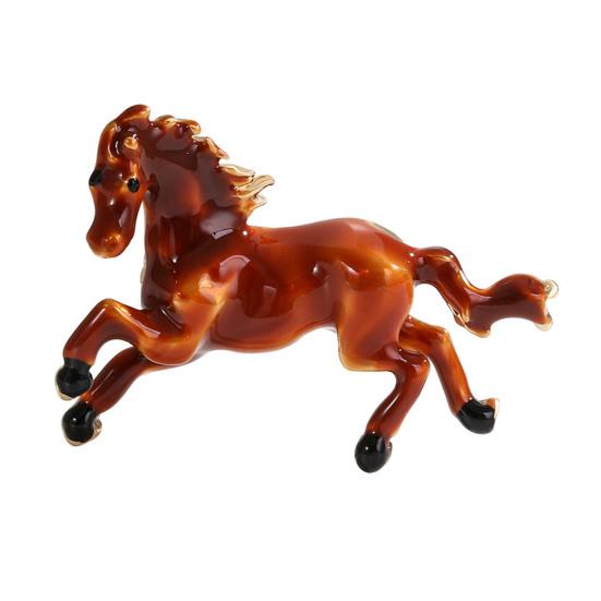 Brooch Horse-Themed Zine Alloy Brooch with Inlaid Crystals Enamel Faux Pearls Fairy Tale Badge Artistic Accessories