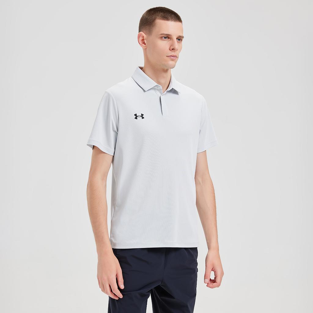 Under Armour Solid Color Logo Casual Sports Breathable Quick-Dry Short Sleeve Polo Shirt Unisex Polo Shirts Light-Gray 25500504-009