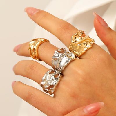 Hot-Selling Luxury Open Ring: High-End Minimalist Wide Band Alloy Index Finger Ring In European & American Style