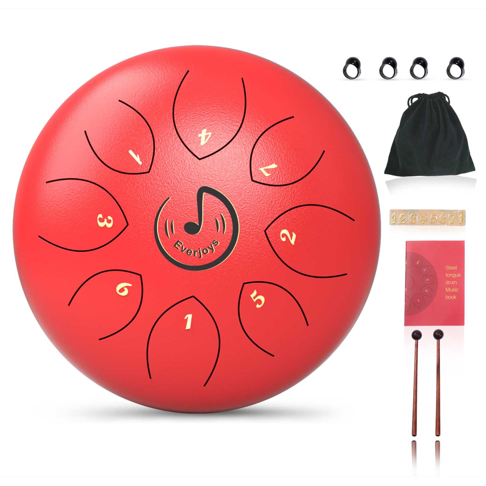 

Стальной язычковый барабан Raindrum, 8-тональный 6-дюймовый, тональность C, хэндпан, перкуссионный барабан с нотным станом и палочками для начинающих, для медитации, терапии, концерта и