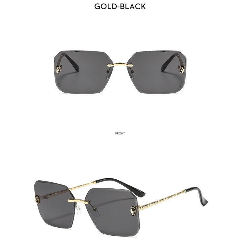 Women's Sunglasses, Men's and Women's Fashion Square Rimless Sunglasses, Large Frame Sunglasses