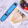 Set di Posate da Tavola Ecologico da 7 Pezzi Bambù Portatile Posate Coltello da Cena Forchetta Cucchiaio Bacchette Cannuccia con Borsa Set di Posate da Viaggio