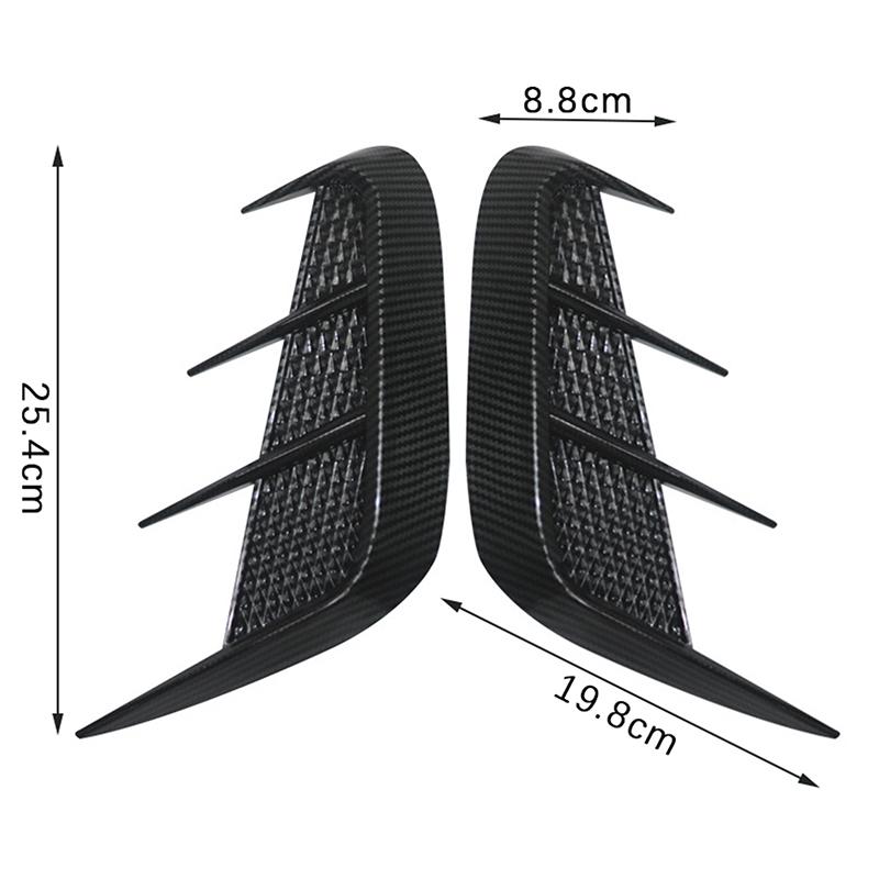 1 Pair Car Body Decoration Universal Carbon Fiber Pattern Soft Front Bumper Side Air Flow Vent Cover Diy Accessories