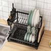 Double-Layer Multifunctional Metal Kitchen Dish and Cutlery Drain Rack