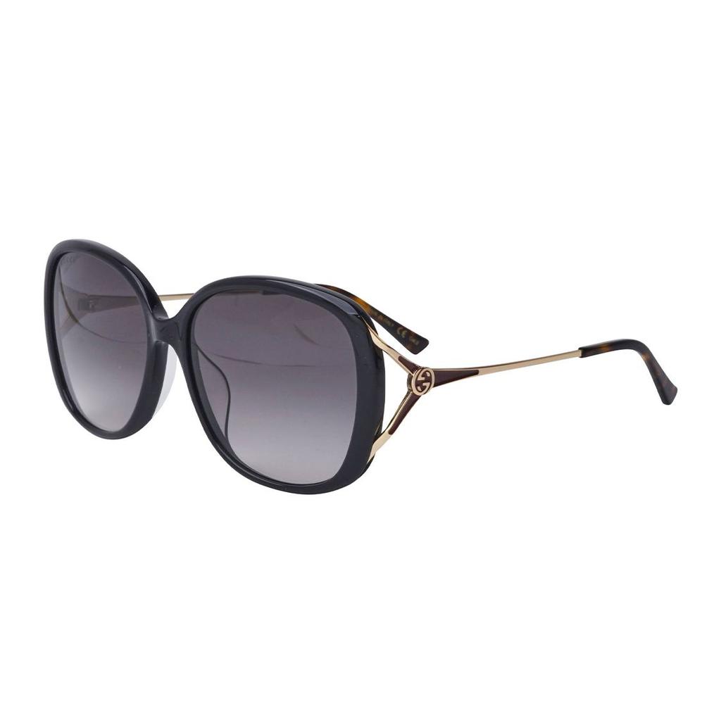 Gucci Black Round Frame Gold Brown Lens Round Sunglasses Women sunglasses GG0649SK-002