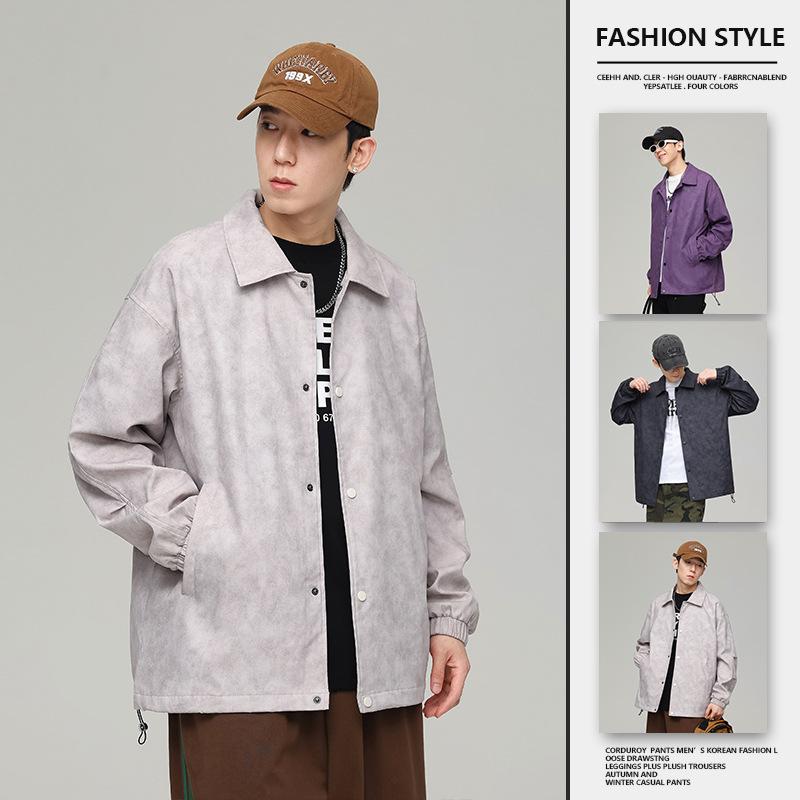 American retro trendy basic multi-color workwear loose casual waterproof bomber coach jacket