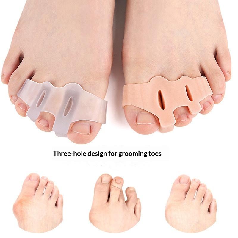 1 Pair Toe Finger Separator 3 Hole Hallux Valgus Orthopedic Spacers Overlapping Hammer Foot Corrector Straightener Pedicure