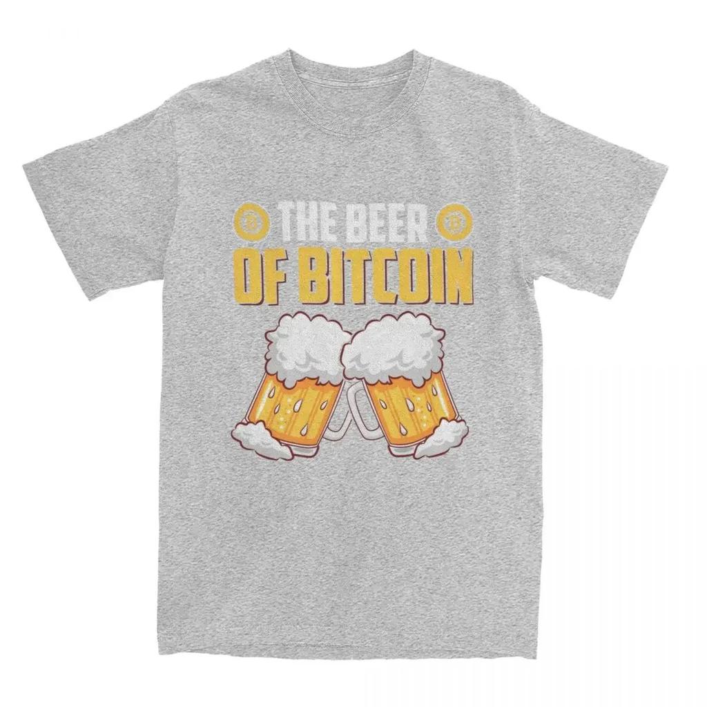 Awesome The Beer Of Bitcoin T-Shirts Men Round Neck  T Shirt Cryptocurrency BTC Crypto Short Sleeve Tee Shirt Clothing
