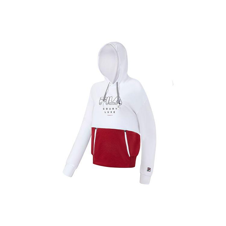 

FILA 2023 Autumn New Color Block Knitted Hoodie Fashion Casual Loose Knit Top Women tops Standard-White A11W333206F-WT XL