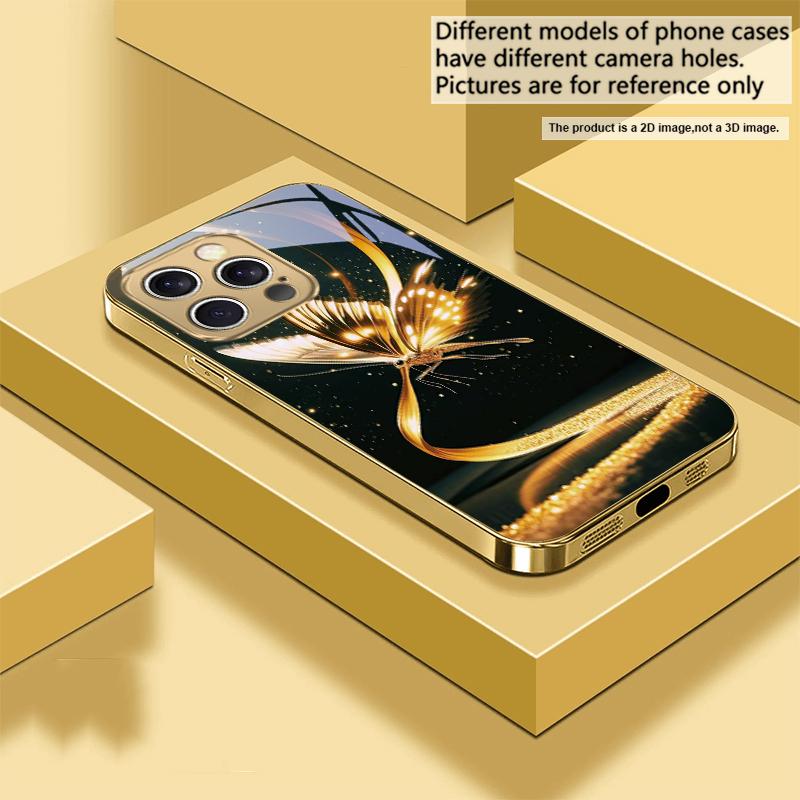 Winding Golden Light For IPhone 17Pro Max 16 17 Pro 15 Pro 14 13 Plus 12 Mini 11Pro Max XR 16E 17Air Golden Glass Phone Case