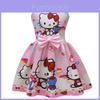 Ärmelloses Kleid mit Hello Kitty Cartoon-Print und Rüschendetails für das Frühlings-Verkleiden