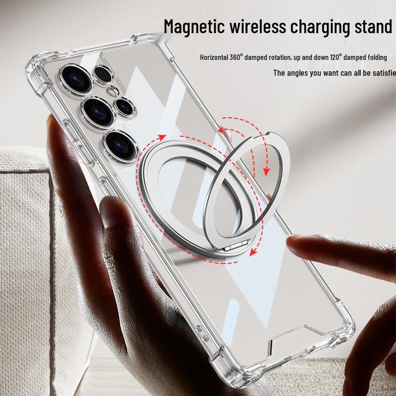 

S25Ultra Rotating Stand Phone Case with Magnetic Wireless Charging Ring SM-S25Ultra