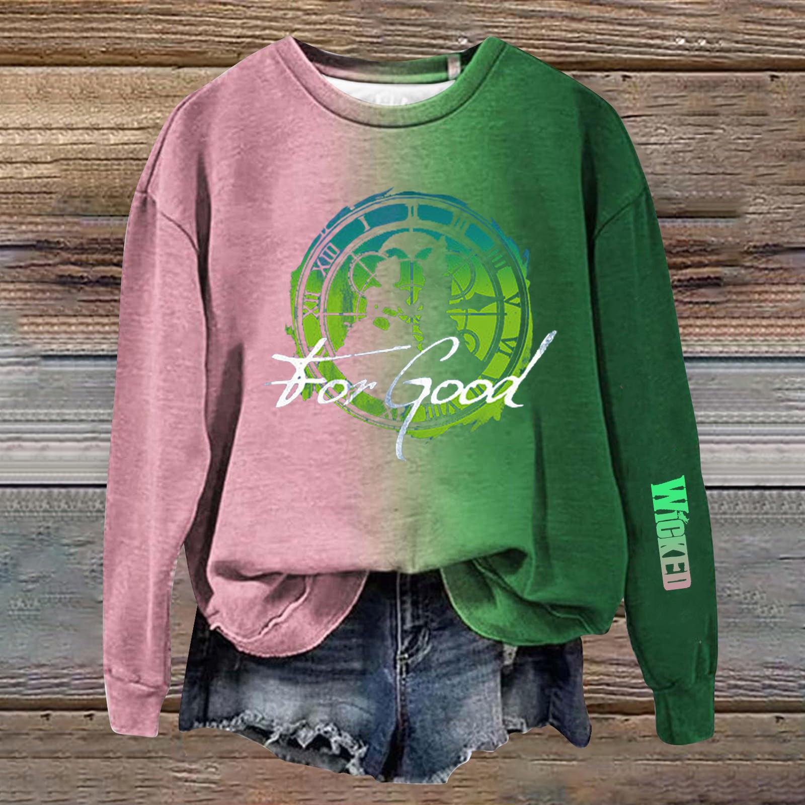 

Женский повседневный свободный свитер с круглым вырезом и длинными рукавами с принтом и карманом XXXL розовый